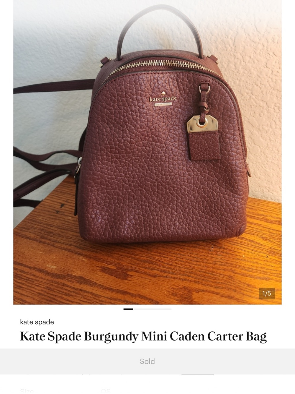 kate spade burgundy pebble leather mini backpack